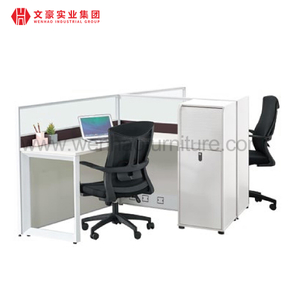 Escritorio de oficina moderno, muebles de oficinas de melamina, escritorio blanco de 2 plazas para puesto de trabajo de cubículo, muebles Foshan