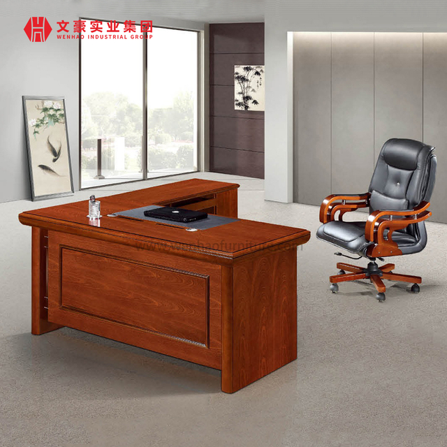 Muebles de escritorio de oficina clásicos de lujo simples con imágenes de mesa ejecutiva de oficina de gabinete de almacenamiento móvil