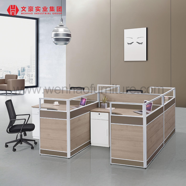 Cubículo de oficina con diseño de cubículo modular directo de fábrica de 4 asientos para estación de trabajo de oficina para 4 personas