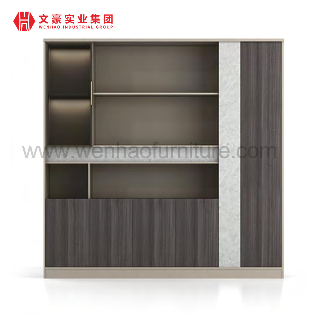 Forma de L de la tabla ejecutiva del color beige laminado del diseño elegante moderno modular de los muebles de oficinas con los cajones