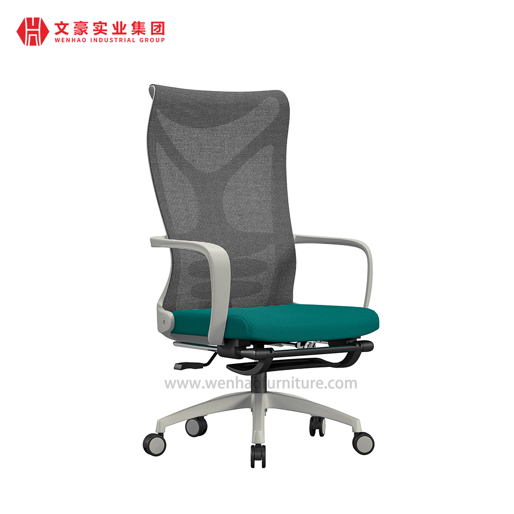 Fabricantes modernos de sillas de oficina de malla en China Silla de escritorio tapizada verde con reposapiés