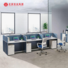 Nuevo diseño moderno, muebles comerciales, Modular, en forma de L, estación de trabajo para computadora, partición de vidrio, escritorio para personal de oficina para 4 personas