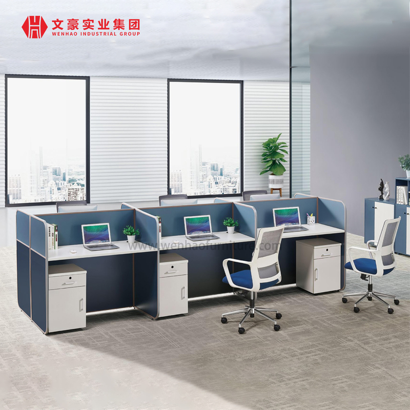 Nuevo diseño moderno, muebles comerciales, Modular, en forma de L, estación de trabajo para computadora, partición de vidrio, escritorio para personal de oficina para 4 personas