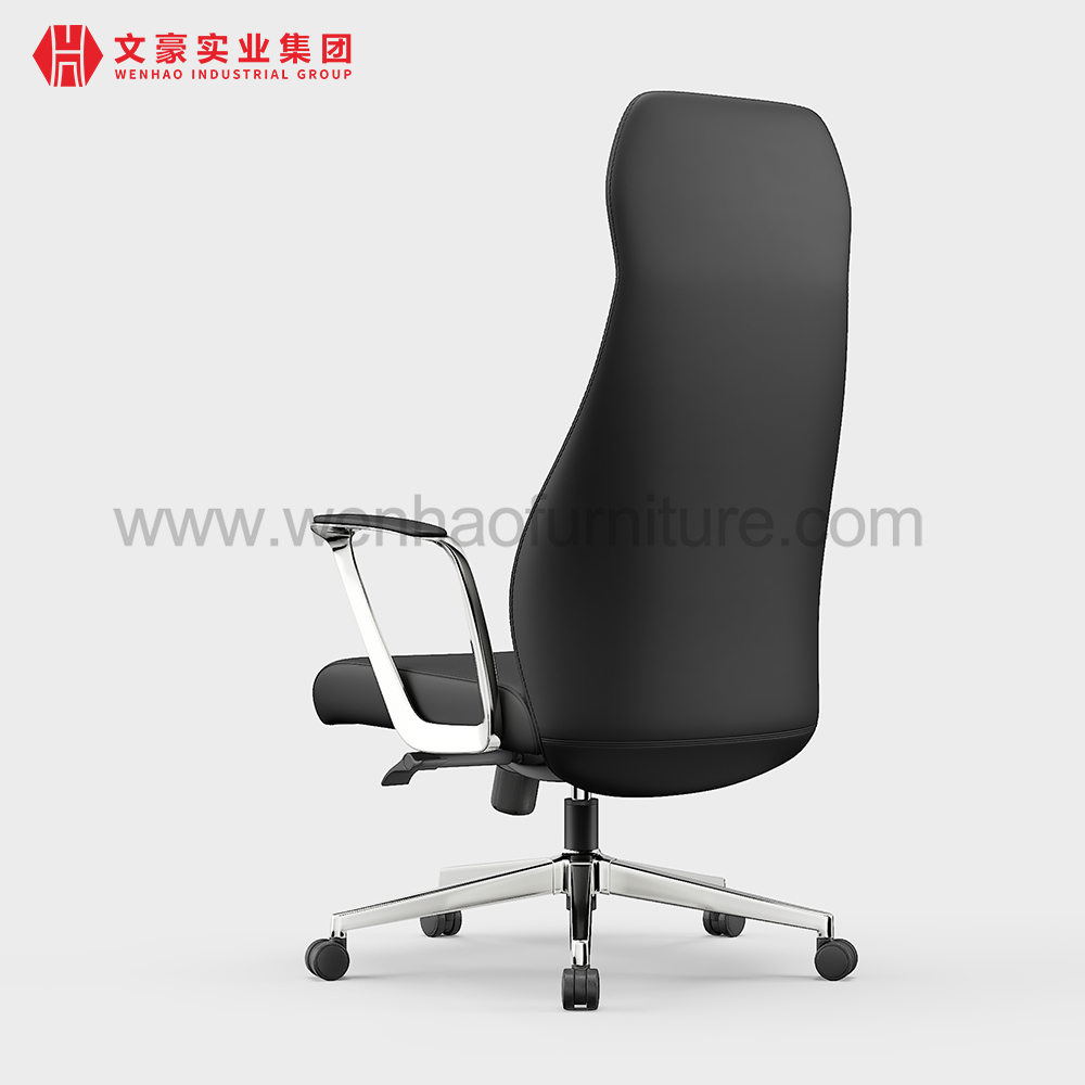 Silla de oficina ejecutiva de cuero con respaldo alto, color negro, con reposacabezas, sillas de escritorio profesionales tapizadas giratorias