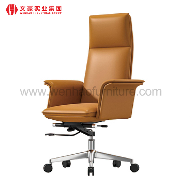 Silla de oficina ejecutiva de cuero con respaldo alto de alta calidad con sillas de escritorio tapizadas giratorias con reposacabezas