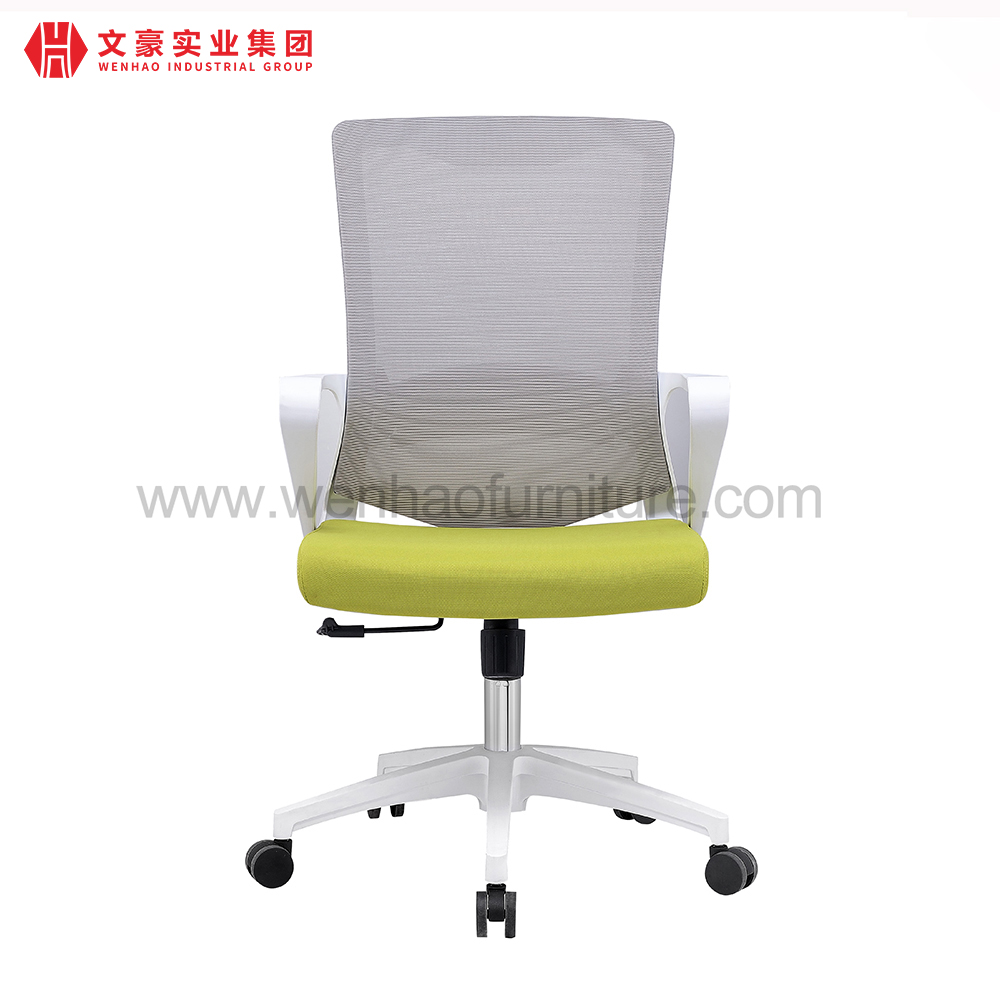 Silla ergo de oficina de malla con sillas de escritorio tapizadas giratorias verdes de soporte lumbar