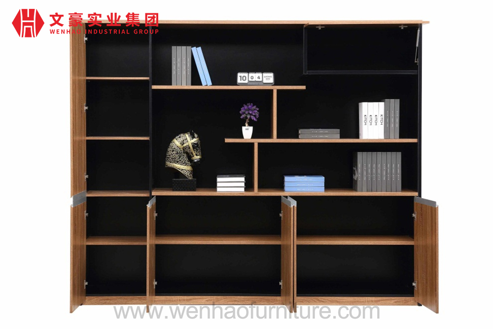 Gabinete de madera del Mdf del estante para libros de la oficina del archivador de madera de la puerta abatible del precio bajo del almacenamiento grande 3