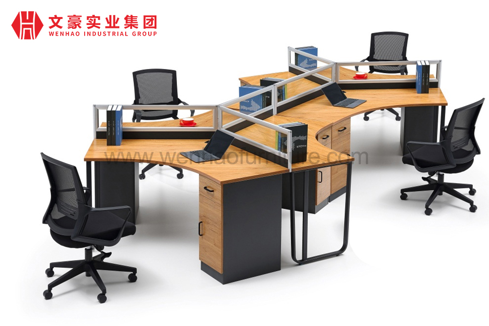 Escritorio de oficina, diseño moderno, muebles comerciales, estaciones de trabajo de computadora, particiones, mesa para personal de oficina para 4 personas 