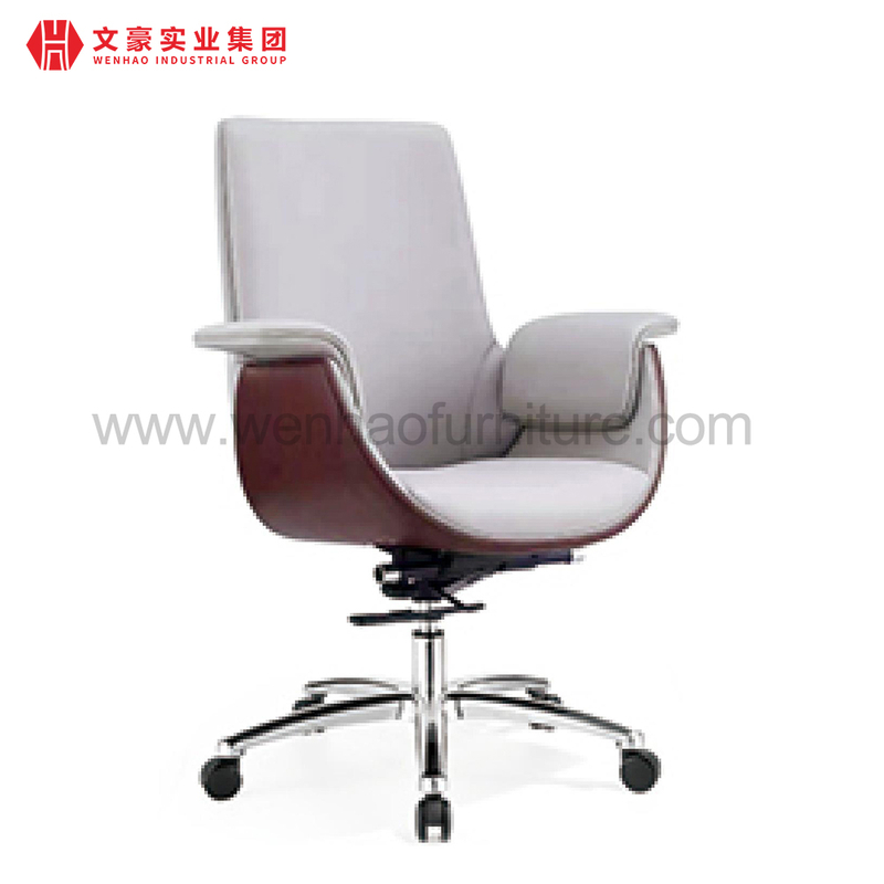 Silla de oficina de cuero giratoria moderna, sillas de escritorio tapizadas elegantes grises, muebles de oficina profesionales
