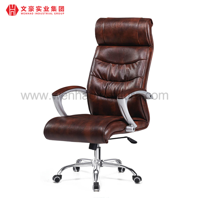 Mobiliario de oficina Silla de trabajo de oficina de cuero, escritorio giratorio ergonómico completo para ordenador, resistente, con rueda