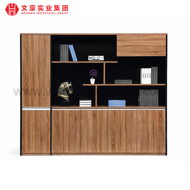 Gabinete de madera del Mdf del estante para libros de la oficina del archivador de madera de la puerta abatible del precio bajo del almacenamiento grande 3