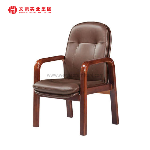 Asientos de cuero de estilo tradicional, silla de madera para conferencias, cuatro patas, para reuniones, salas de conferencias, entrenamiento, para oficina