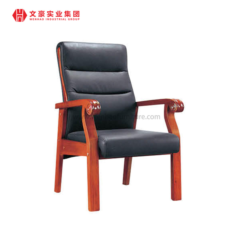 Silla de oficina de Boss de la silla de conferencia de madera sólida de la buena calidad con cuero auténtico