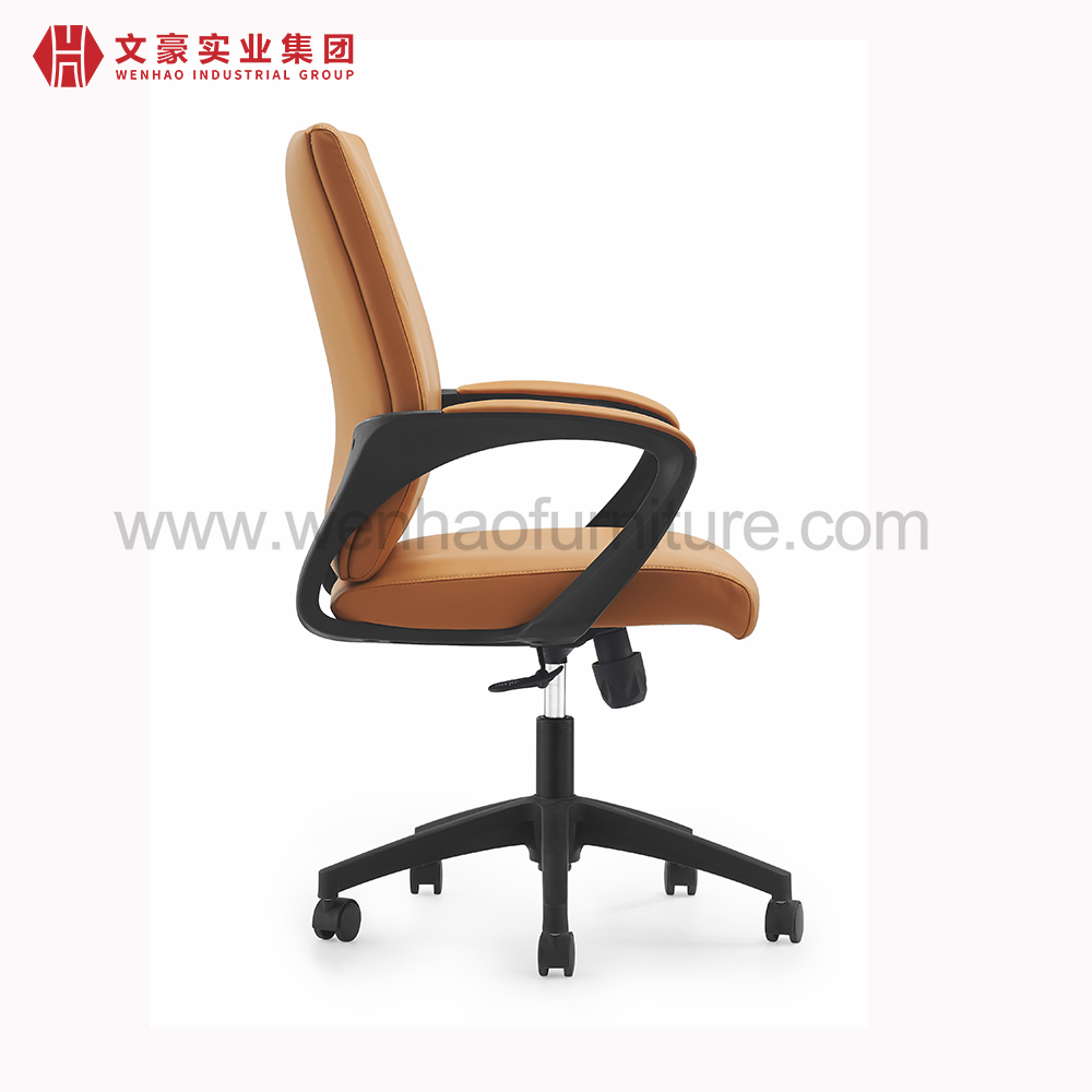 Proveedor superior de sillas de escritorio tapizadas giratorias de color naranja de silla de oficina de cuero en China